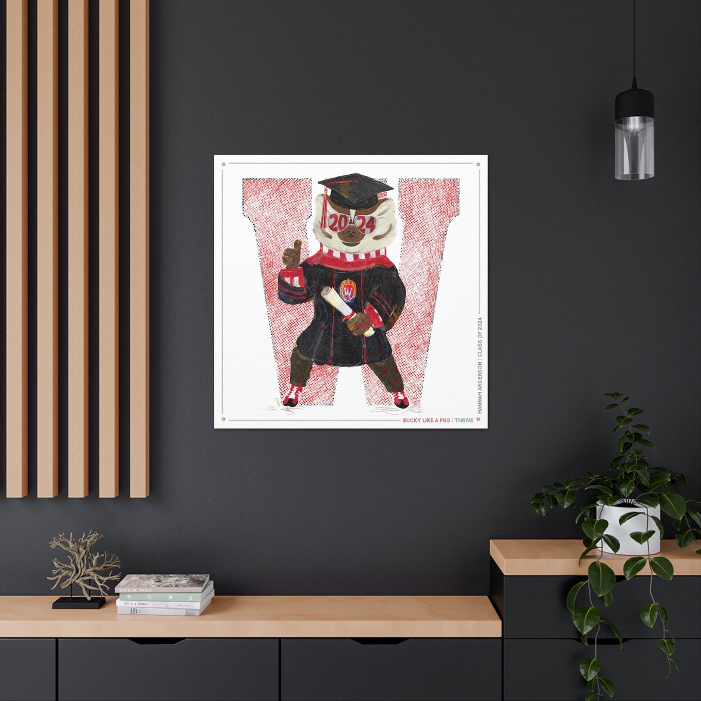 Personalized Bucky W Graduation Canvas Print | Thrive | Wisconsin Graduation Gift | UW Bucky Badger