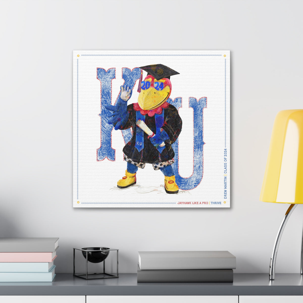 KU Personalized Jayhawk Wall Art: Graduation Canvas Print