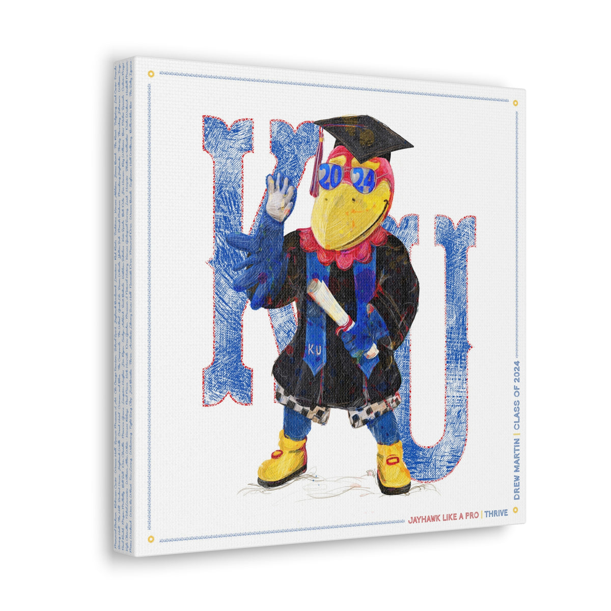 KU Personalized Jayhawk Wall Art: Graduation Canvas Print