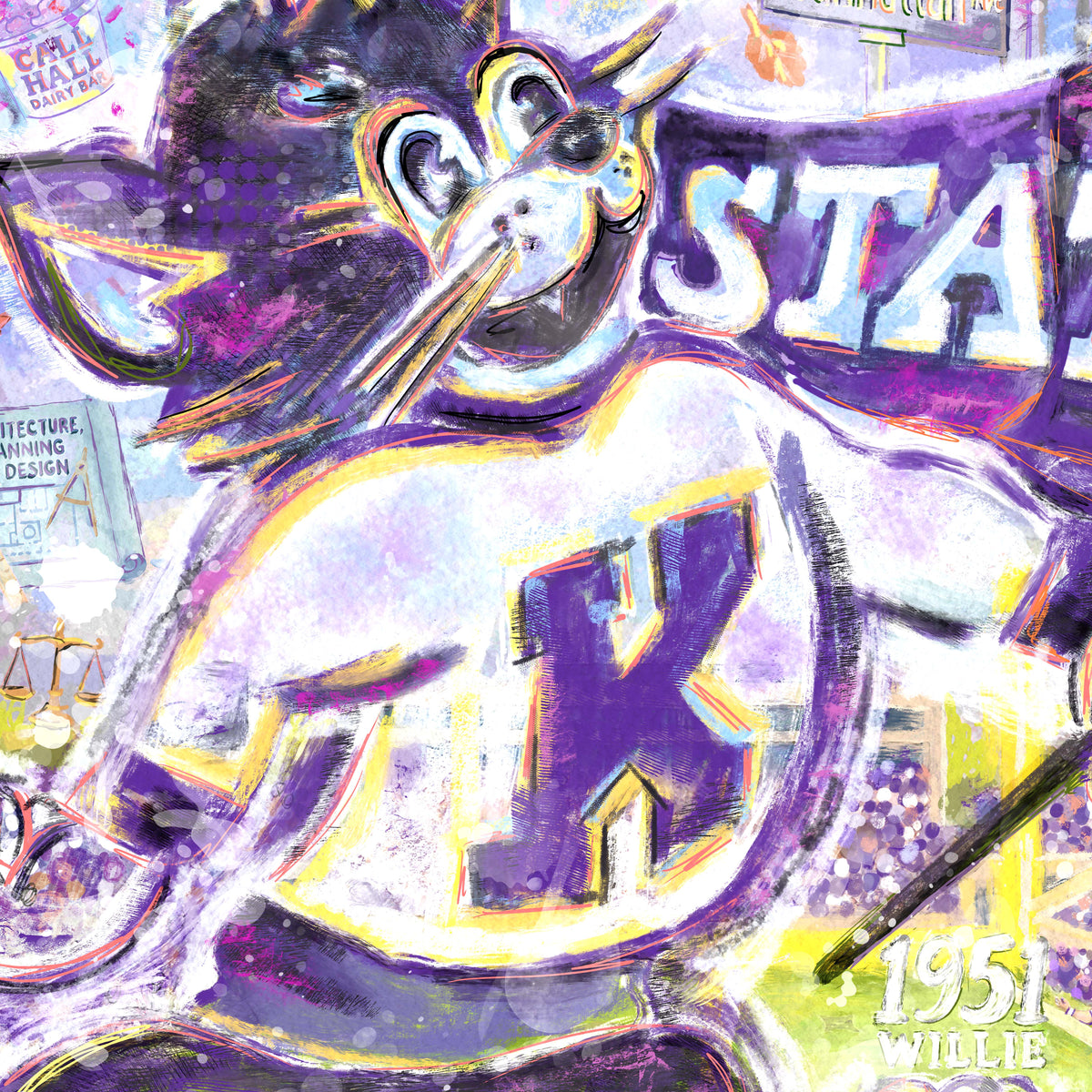 Kansas State Willie the Wildcat Acrylic Tray | Double-Sided Art Insert
