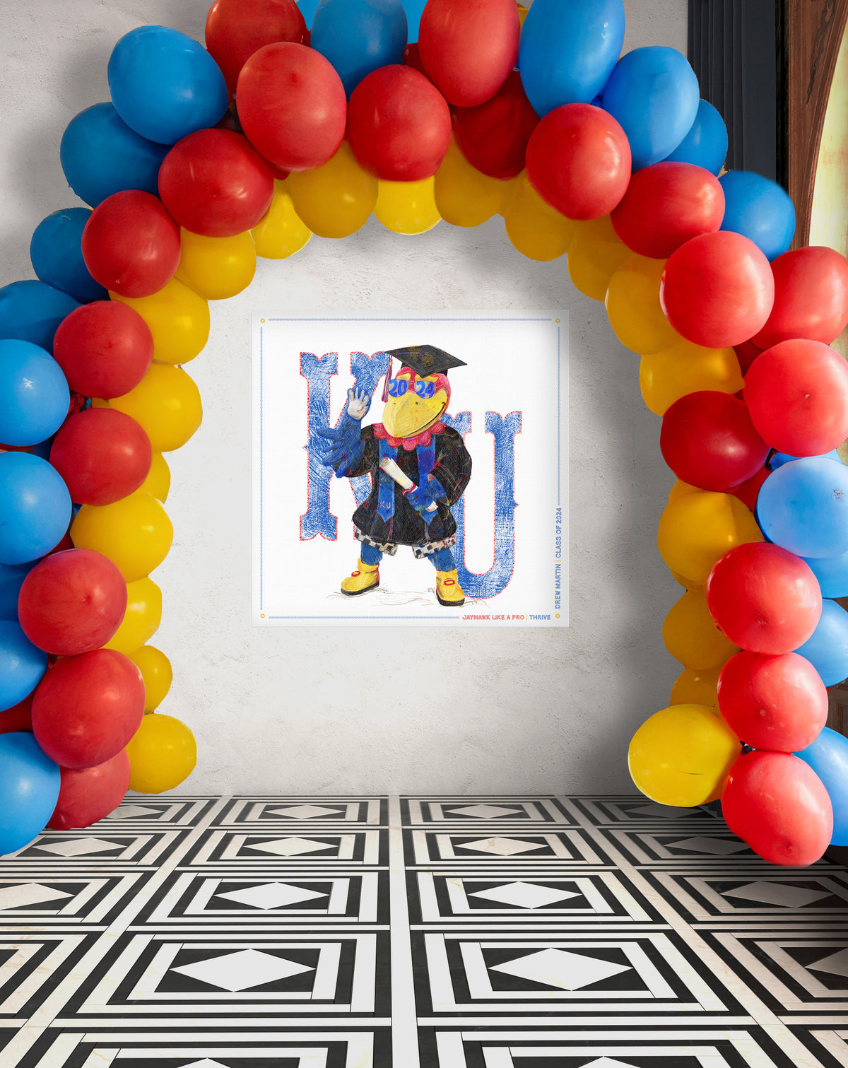 KU Personalized Jayhawk Wall Art: Graduation Canvas Print