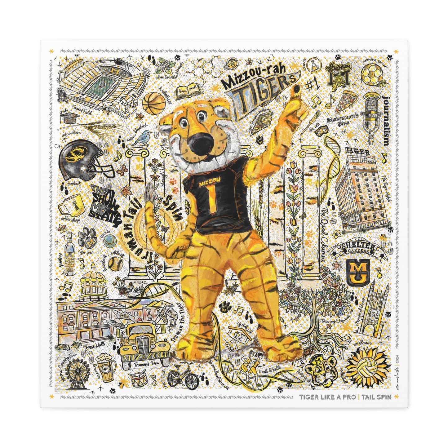 Mizzou Truman Tiger Tail Spin Canvas Print: University of Missouri Art