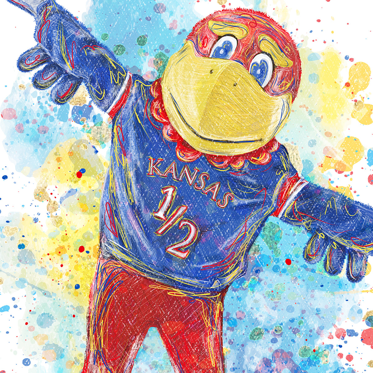 KU Jayhawk Baby Jay Art: University of Kansas Canvas Print