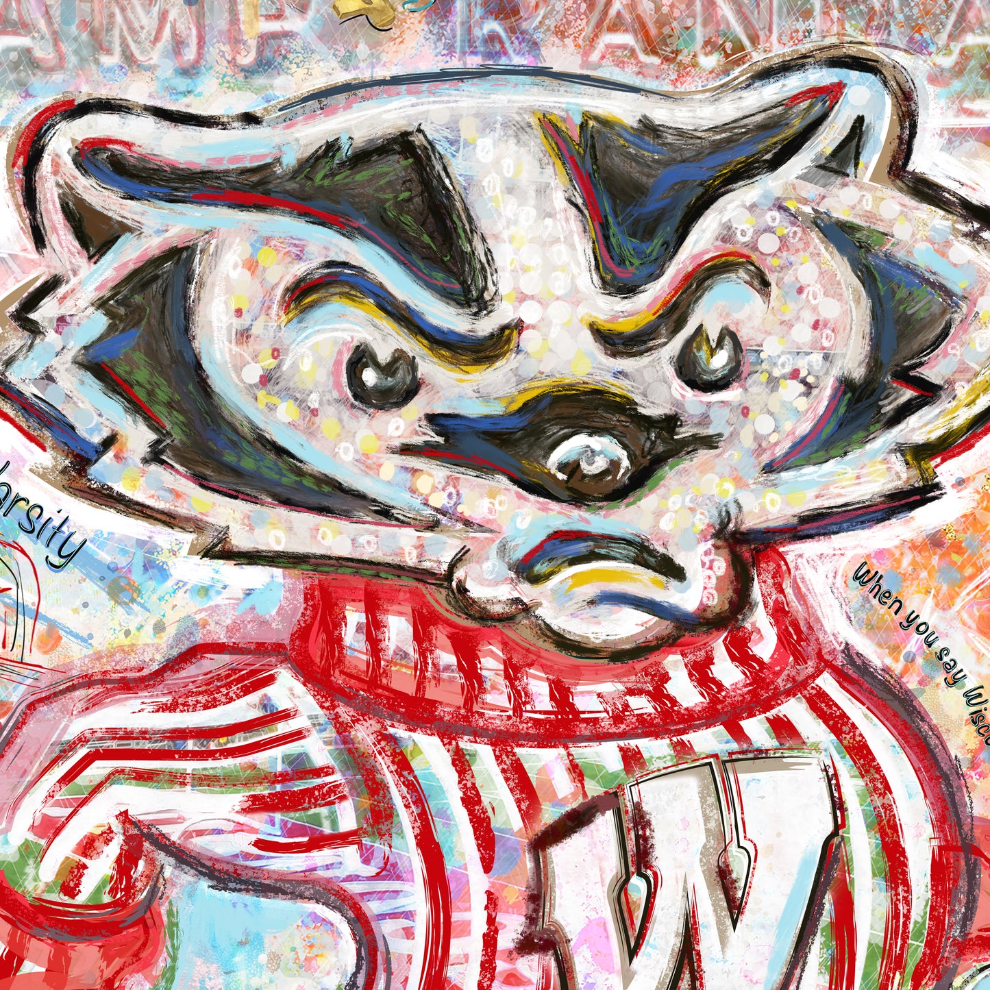 Bucky Badger Canvas Print: Wisconsin University Art - Camp Randall Stadium