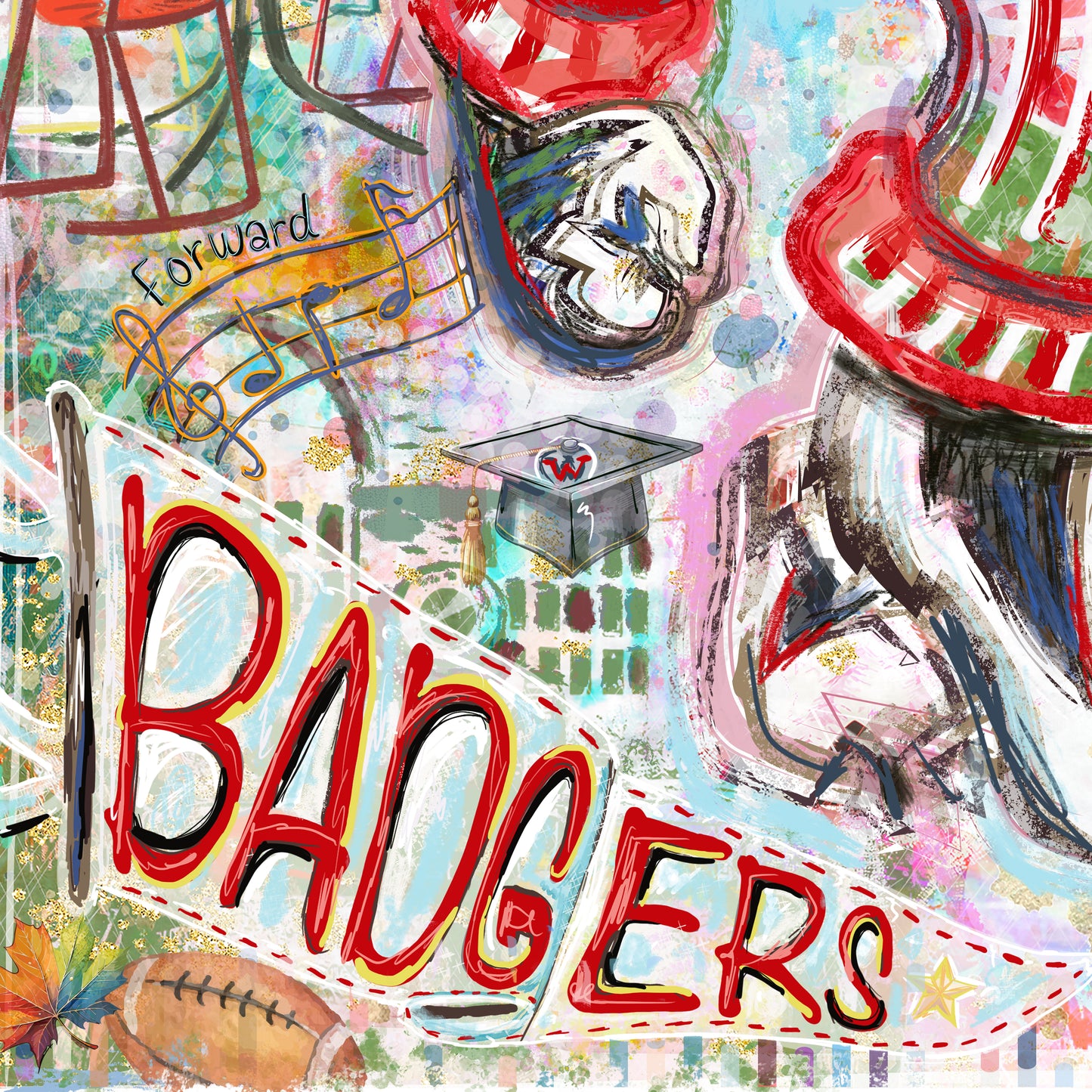 Bucky Badger Canvas Print: Wisconsin University Art - Camp Randall Stadium