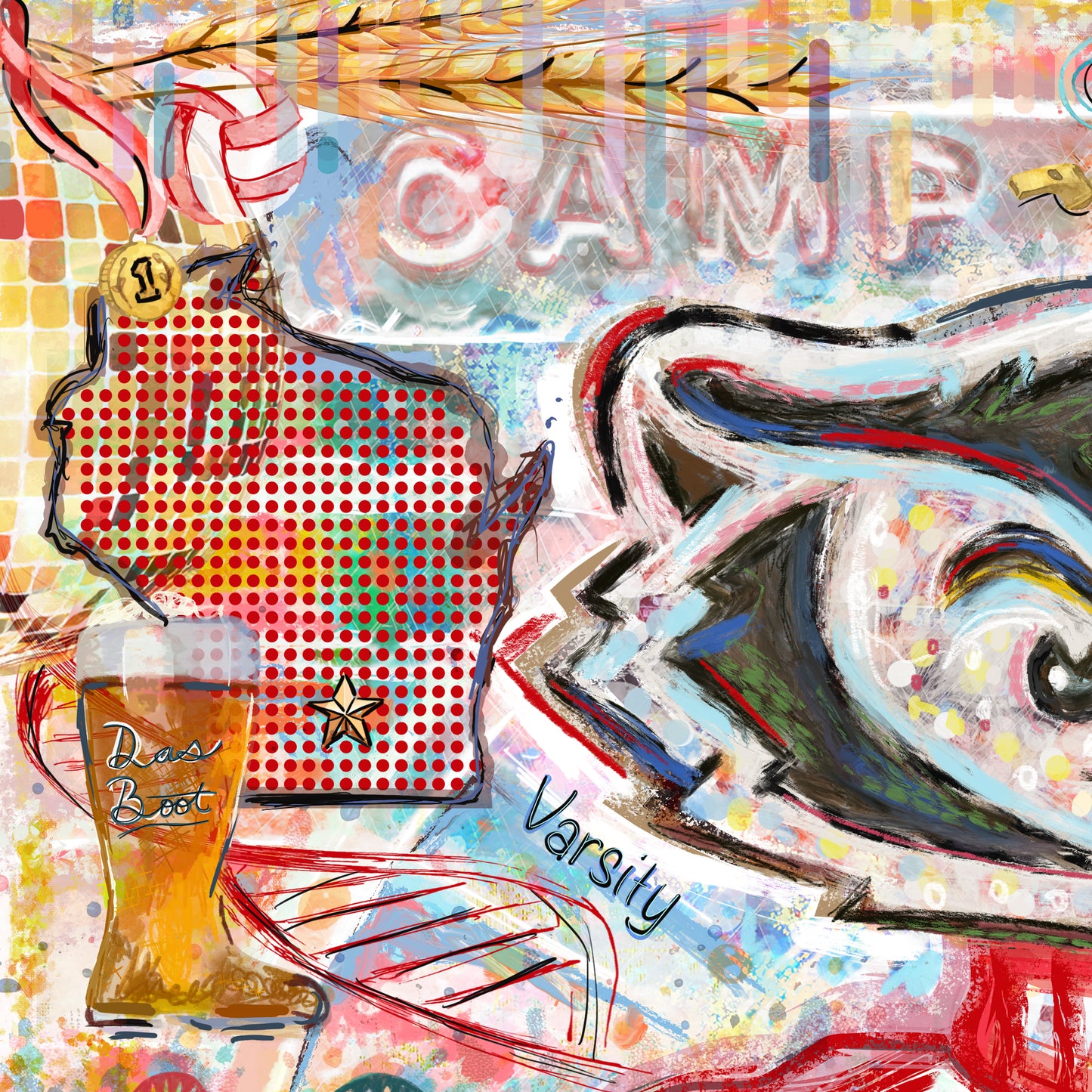 Bucky Badger Canvas Print: Wisconsin University Art - Camp Randall Stadium