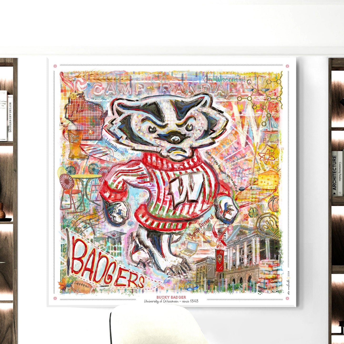 Bucky Badger Canvas Print: Wisconsin University Art - Camp Randall Stadium