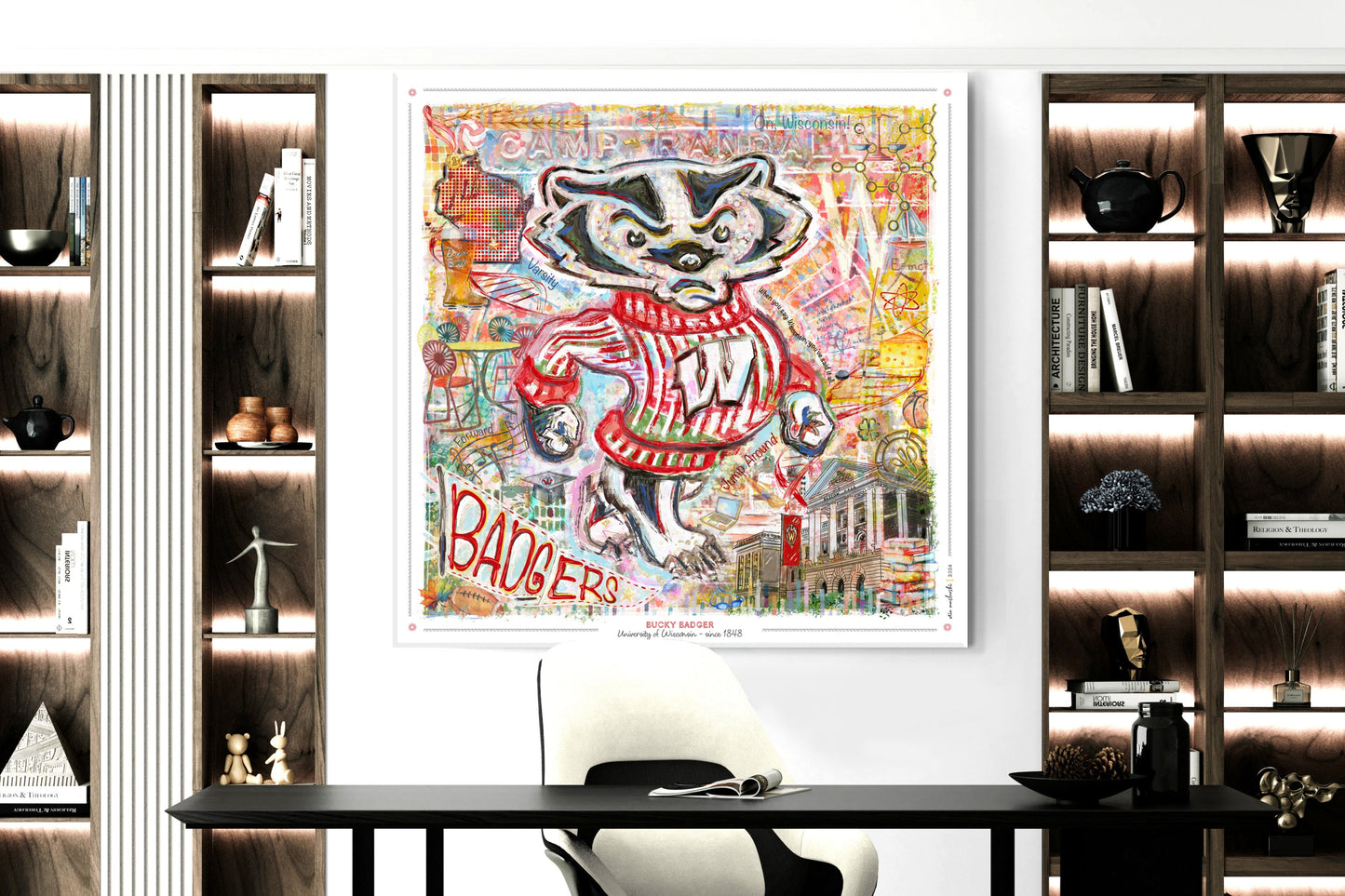 Bucky Badger Canvas Print: Wisconsin University Art - Camp Randall Stadium