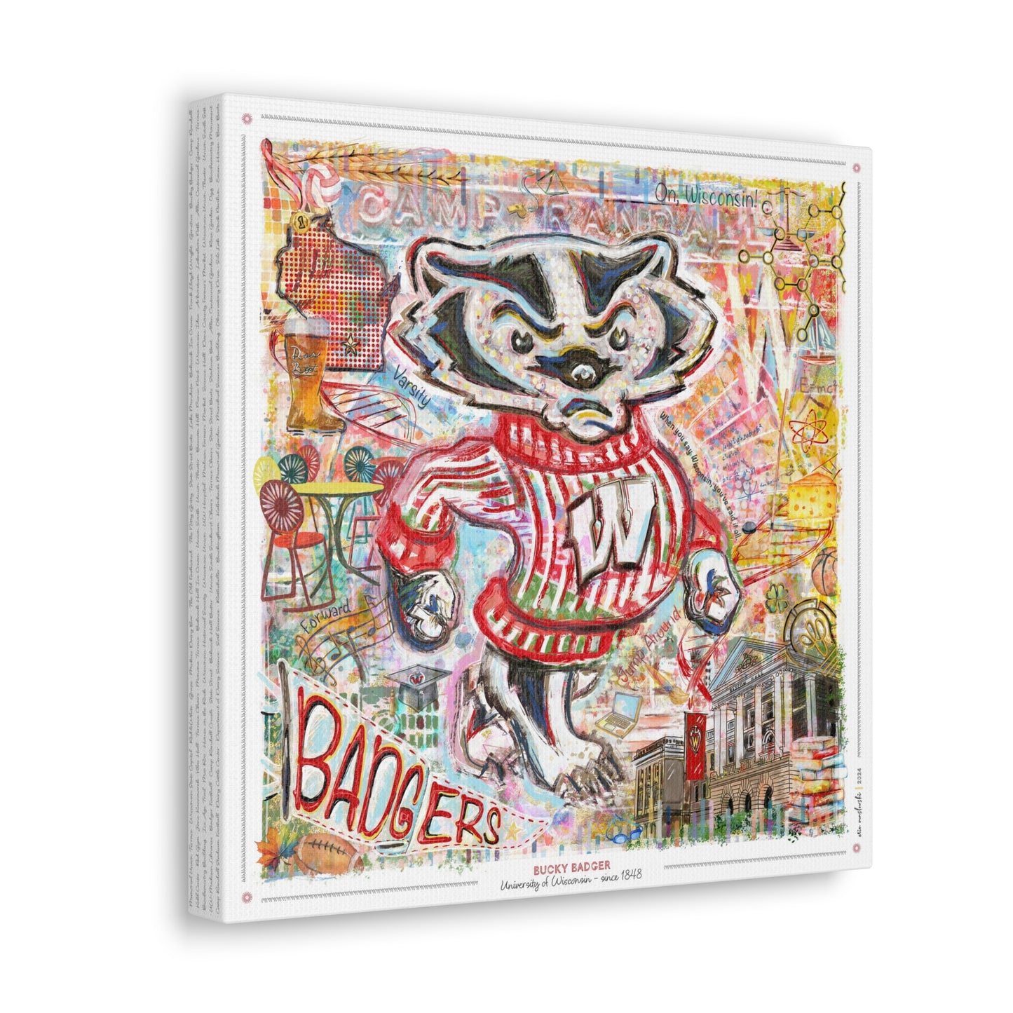 Bucky Badger Canvas Print: Wisconsin University Art - Camp Randall Stadium