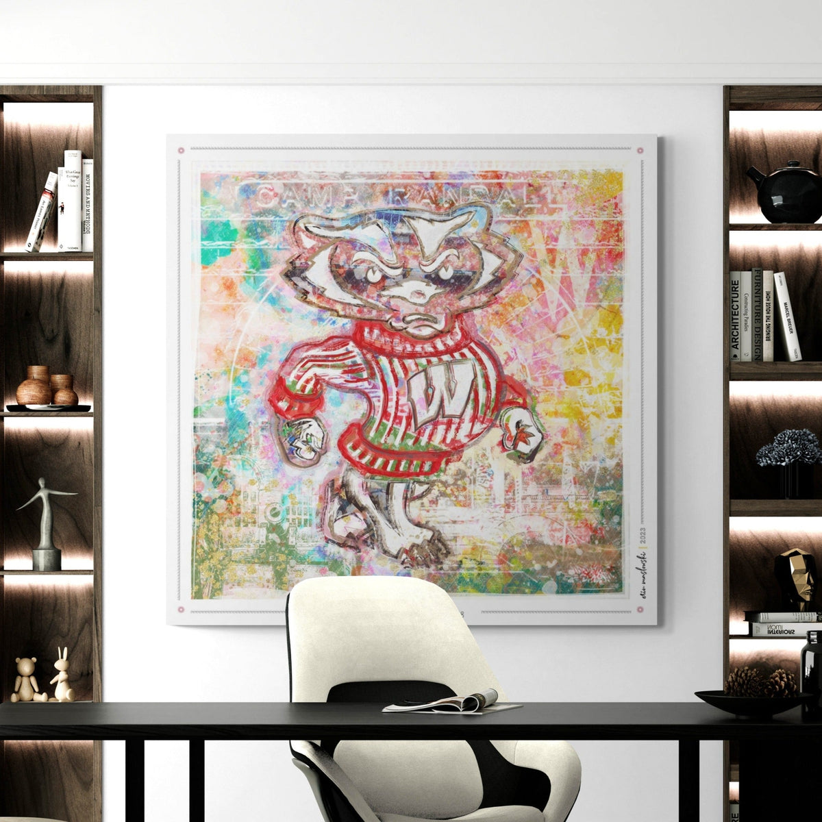 UW Bucky Badger Camp Abstract Art: Wisconsin Canvas Print