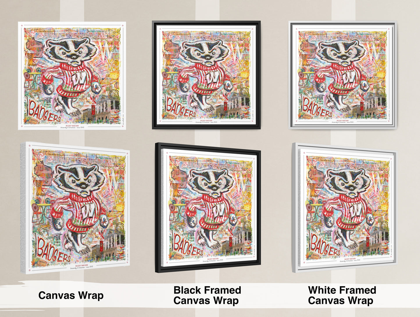 Bucky Badger Canvas Print: Wisconsin University Art - Camp Randall Stadium
