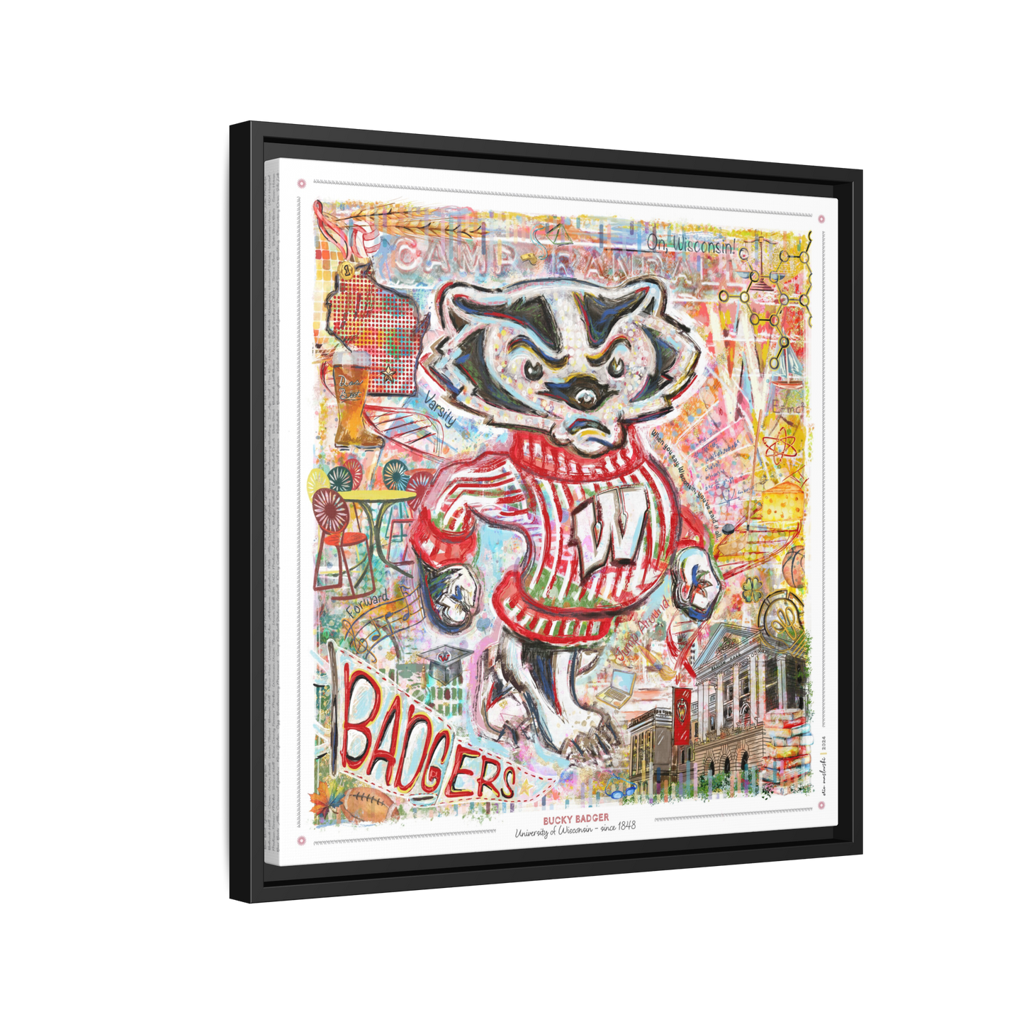 Bucky Badger Canvas Print: Wisconsin University Art - Camp Randall Stadium