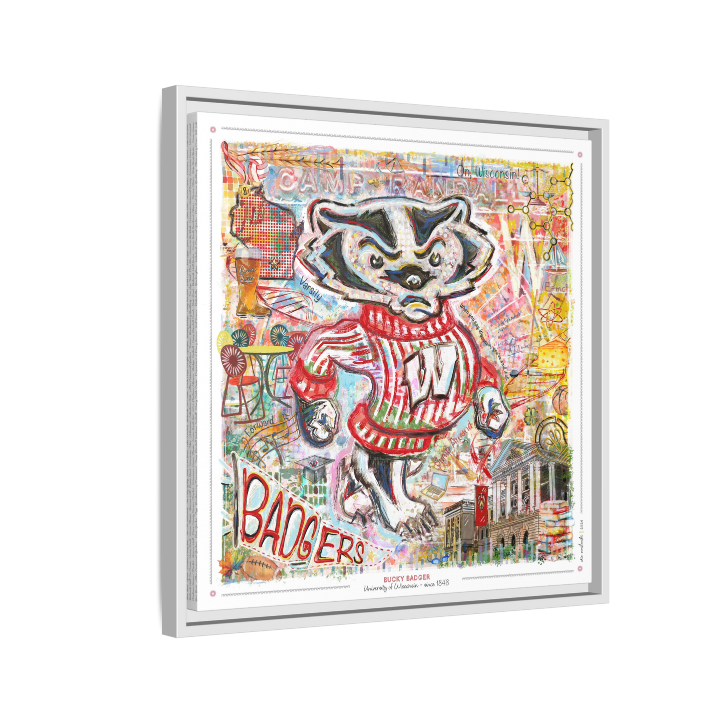 Bucky Badger Canvas Print: Wisconsin University Art - Camp Randall Stadium