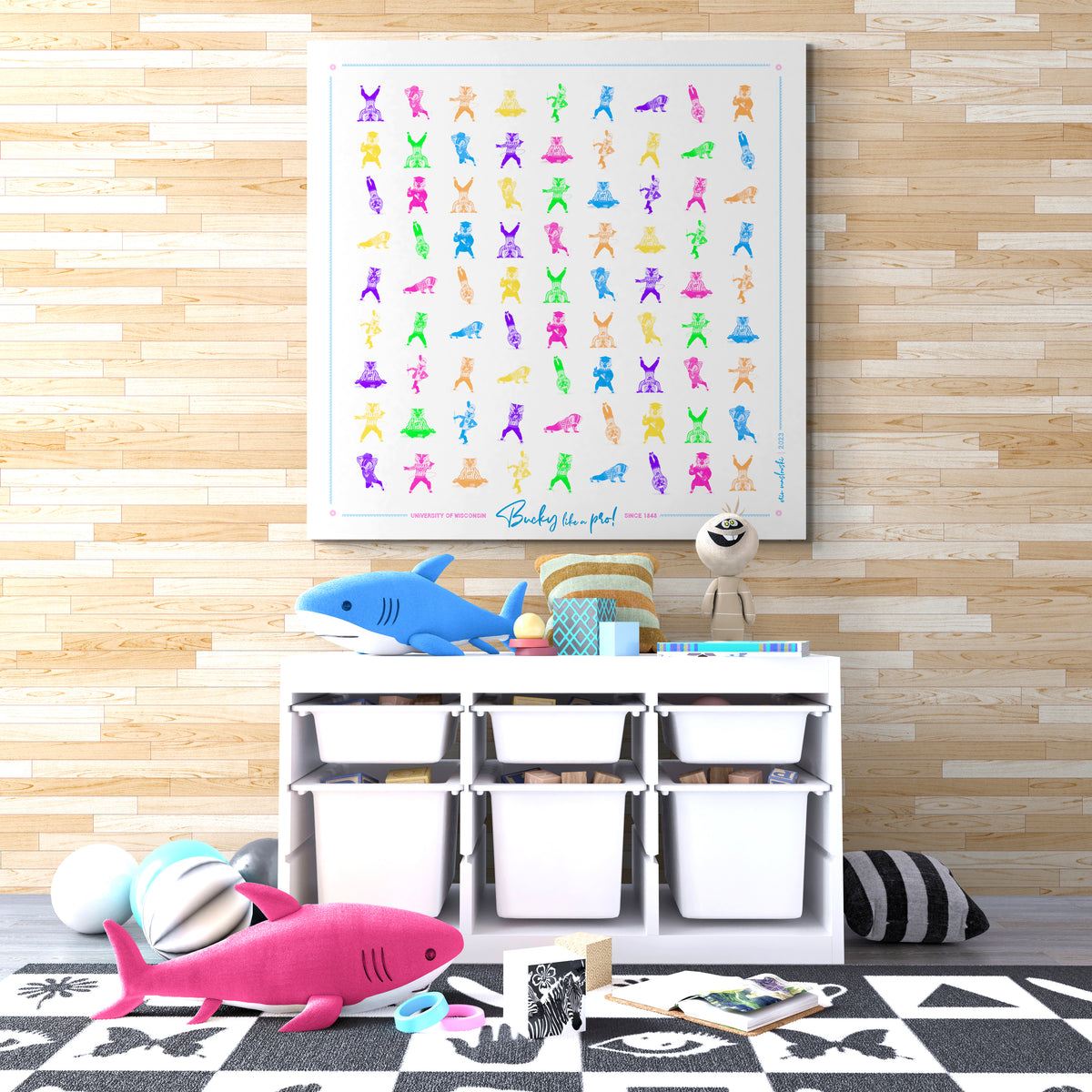 UW Bucky Pattern Bright Art: Wisconsin Canvas Print