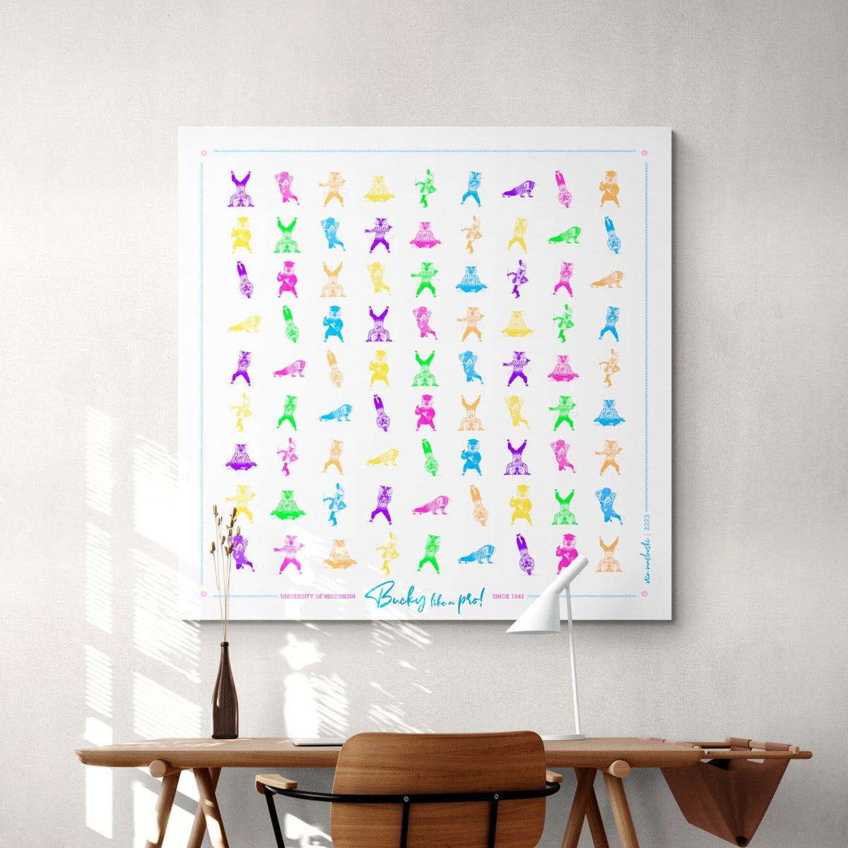 UW Bucky Pattern Bright Art: Wisconsin Canvas Print