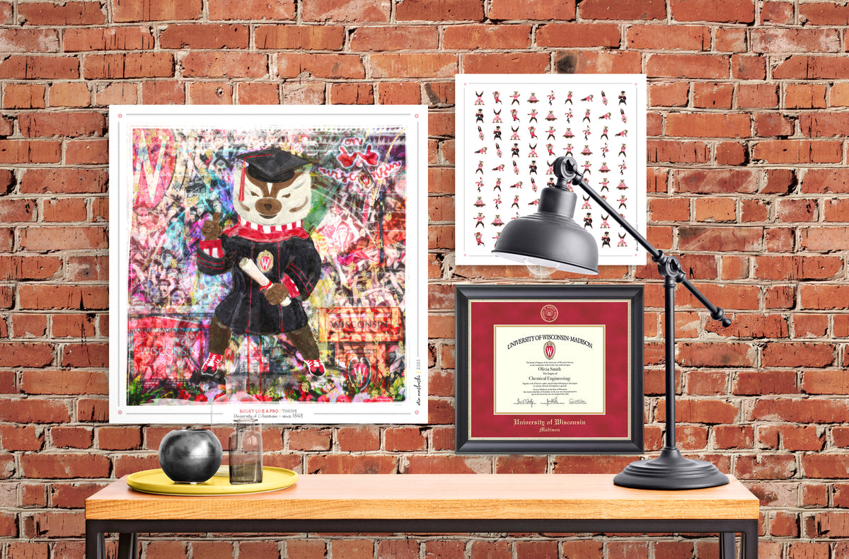 Bucky Badger Pattern Art: Wisconsin Mascot Moves Canvas Print