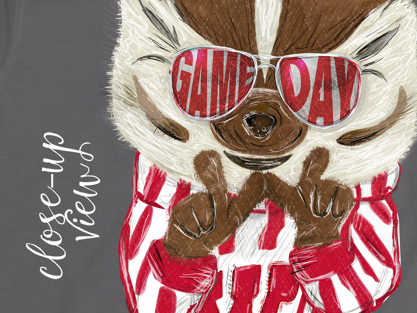 SOLD OUT: Women Fitted Wisconsin Game Day W Hand Sign Tee | Tees | Fitted Tshirt | Junior Women Sizing | Illustration | Wisconsin | Bucky Badger | UW