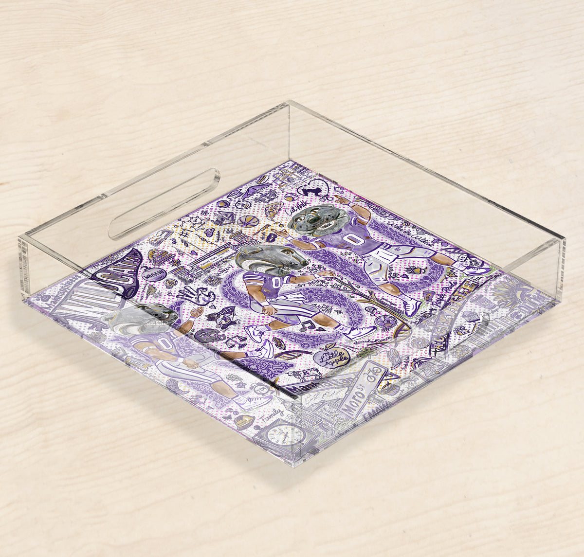 Kansas State Willie the Wildcat Acrylic Tray | Double-Sided Art Insert