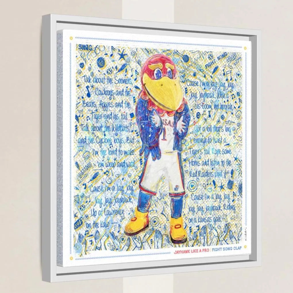 a colorful and vibrant depiction of a bird mascot, likely representing a sports team or organization. The bird mascot is wearing a uniform and is surrounded by various texts and symbols, creating a lively and engaging visual representation.