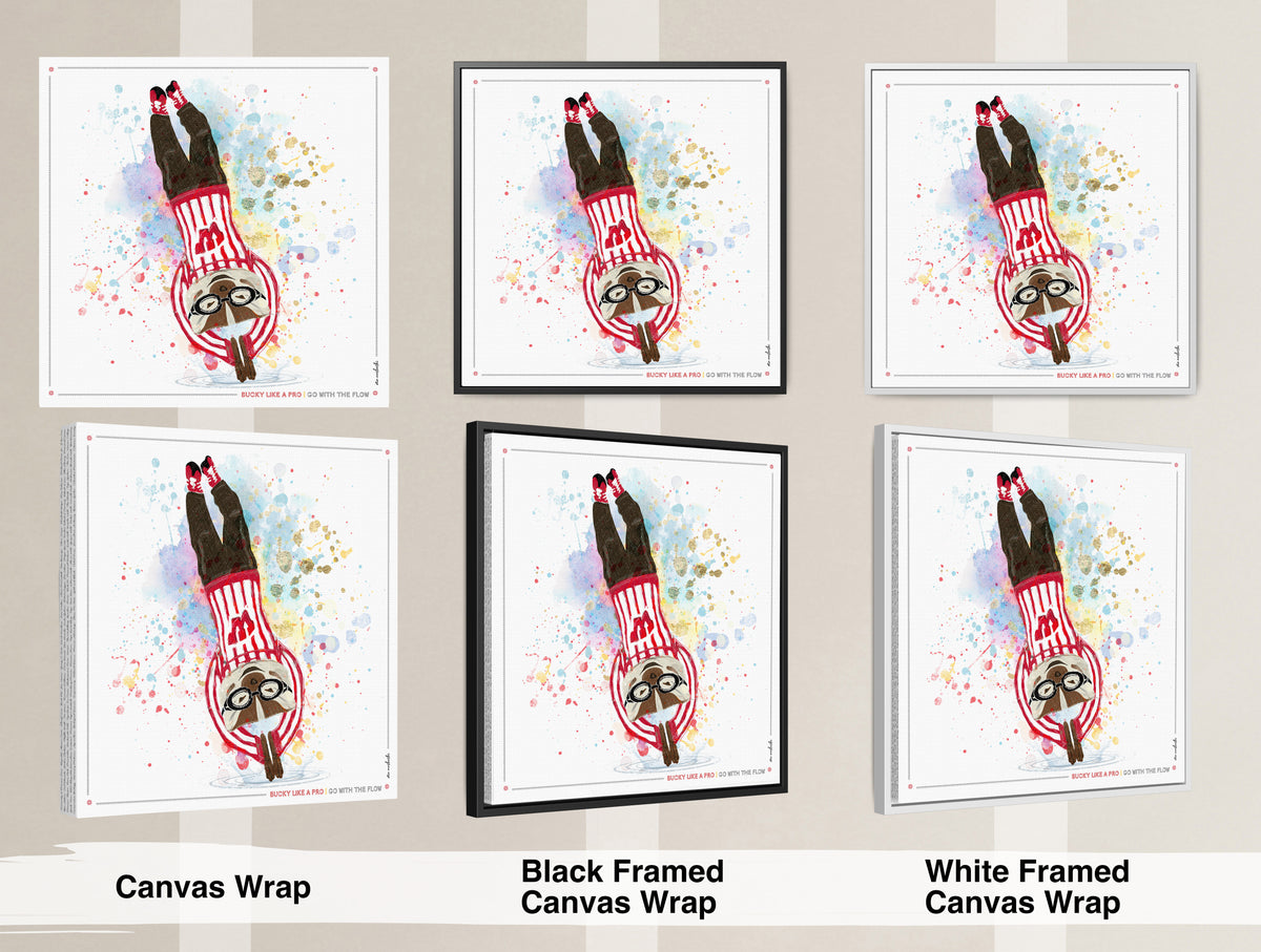 UW Bucky Badger Go with the Flow Art: Wisconsin Diving Canvas Print