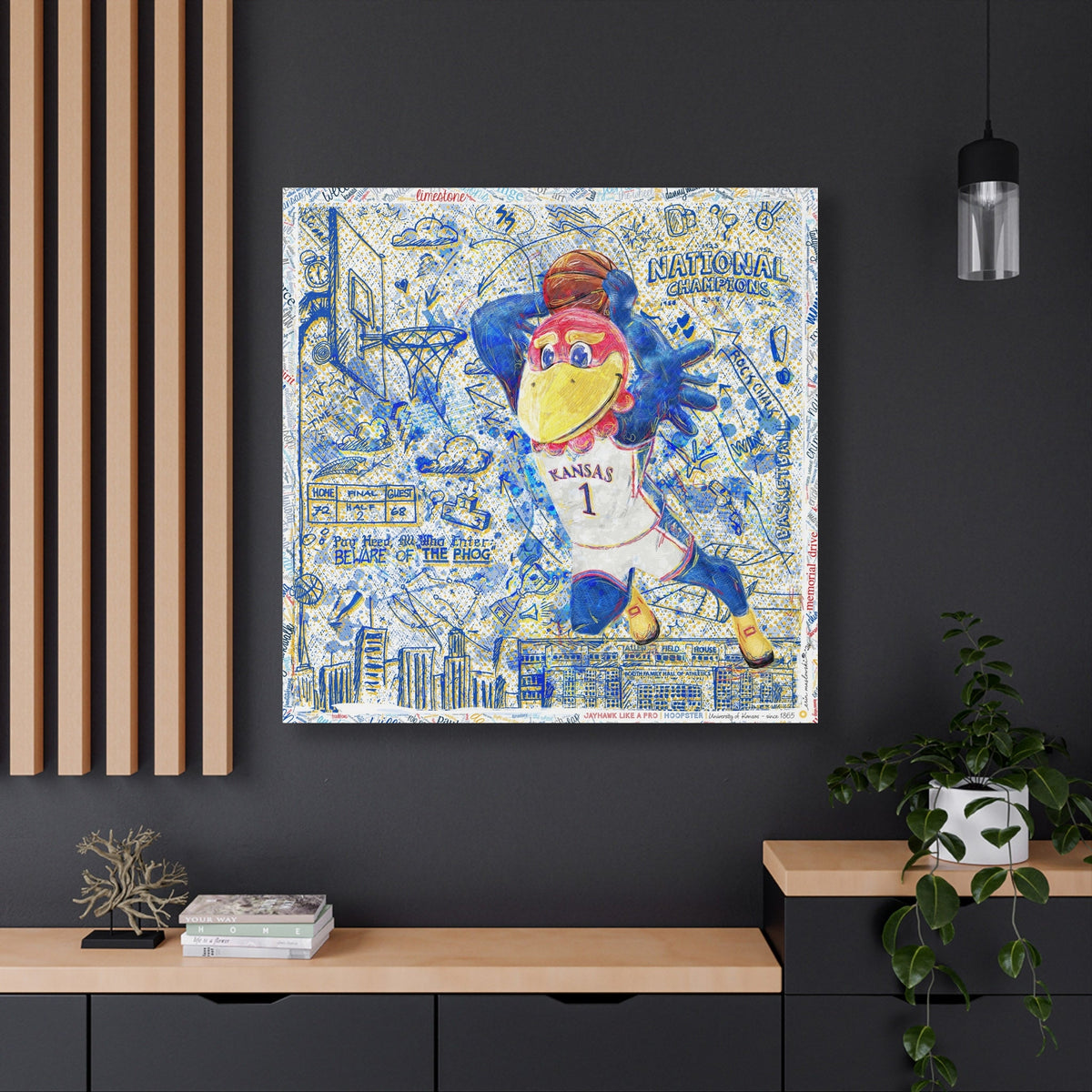 KU Jayhawk Hoopster Art: University of Kansas Basketball Sketches Canvas Print