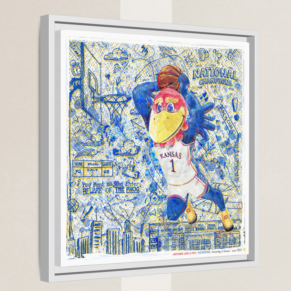 KU Jayhawk Hoopster Art: University of Kansas Basketball Sketches Canvas Print