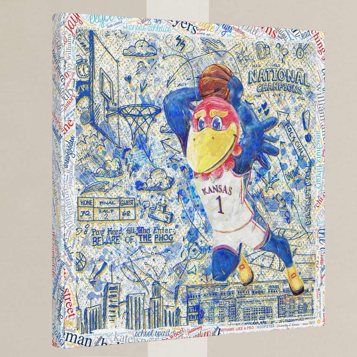 KU Jayhawk Hoopster Art: University of Kansas Basketball Sketches Canvas Print