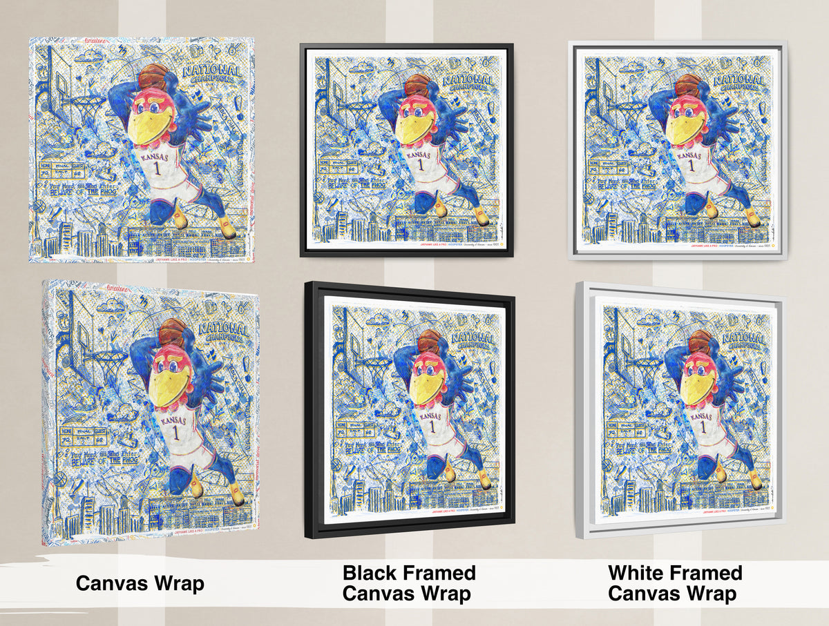 KU Jayhawk Hoopster Art: University of Kansas Basketball Sketches Canvas Print