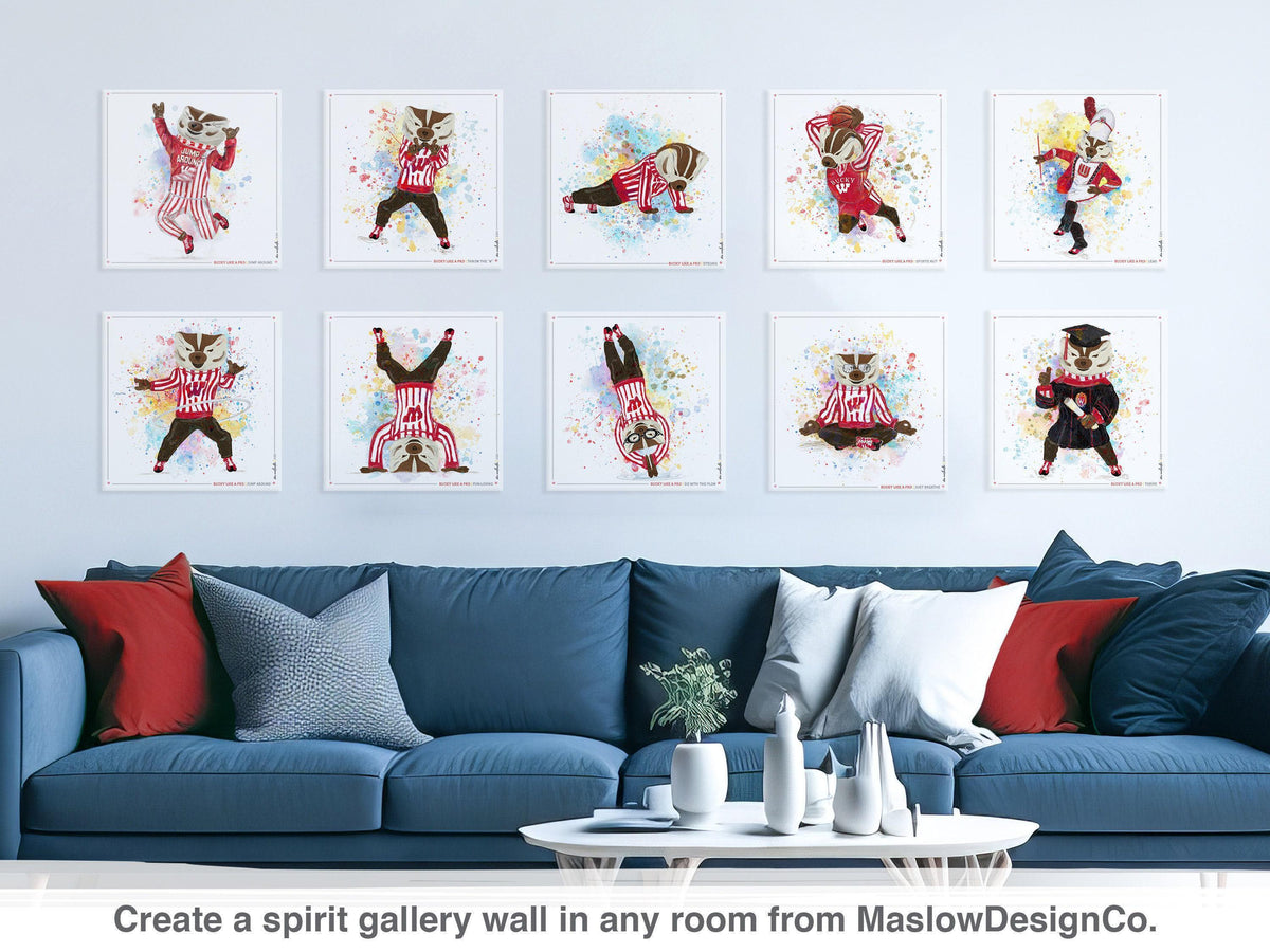 Bucky Badger Pattern Art: Wisconsin Mascot Moves Canvas Print