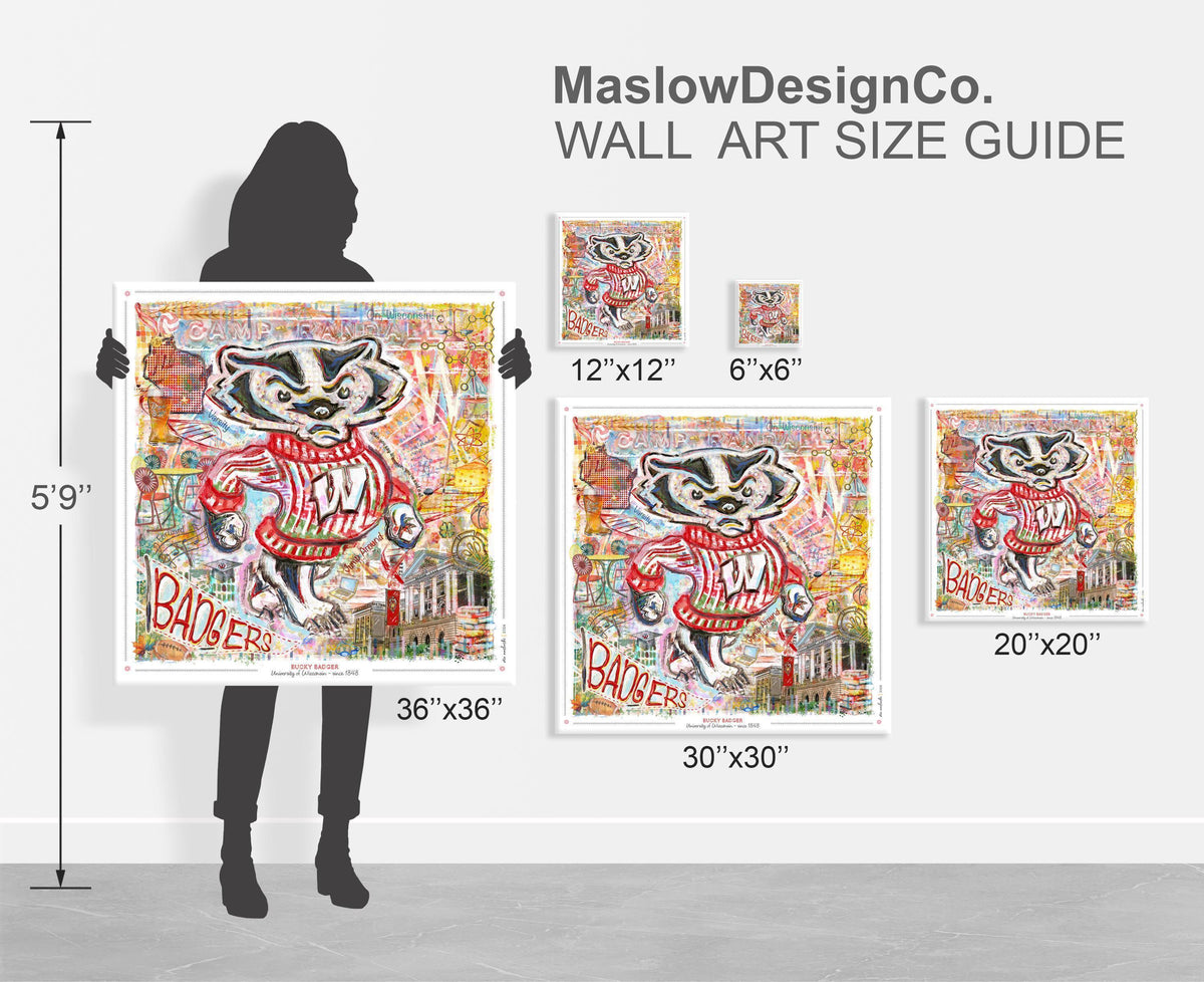Bucky Badger Pattern Art: Wisconsin Mascot Moves Canvas Print