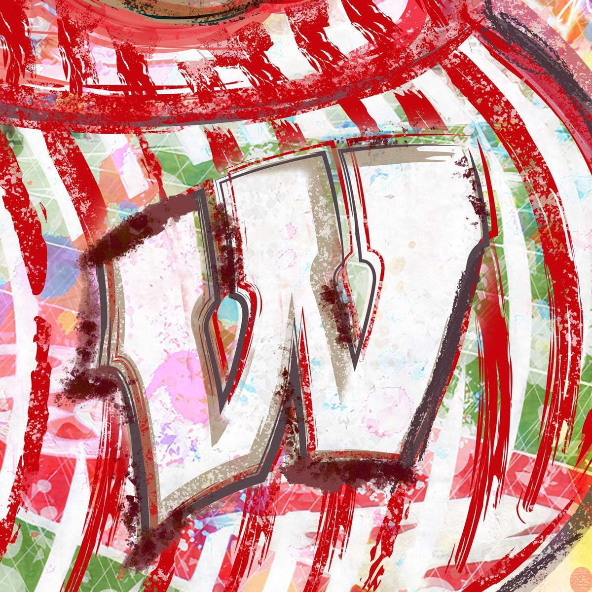 UW Bucky Badger Camp Abstract Art: Wisconsin Canvas Print