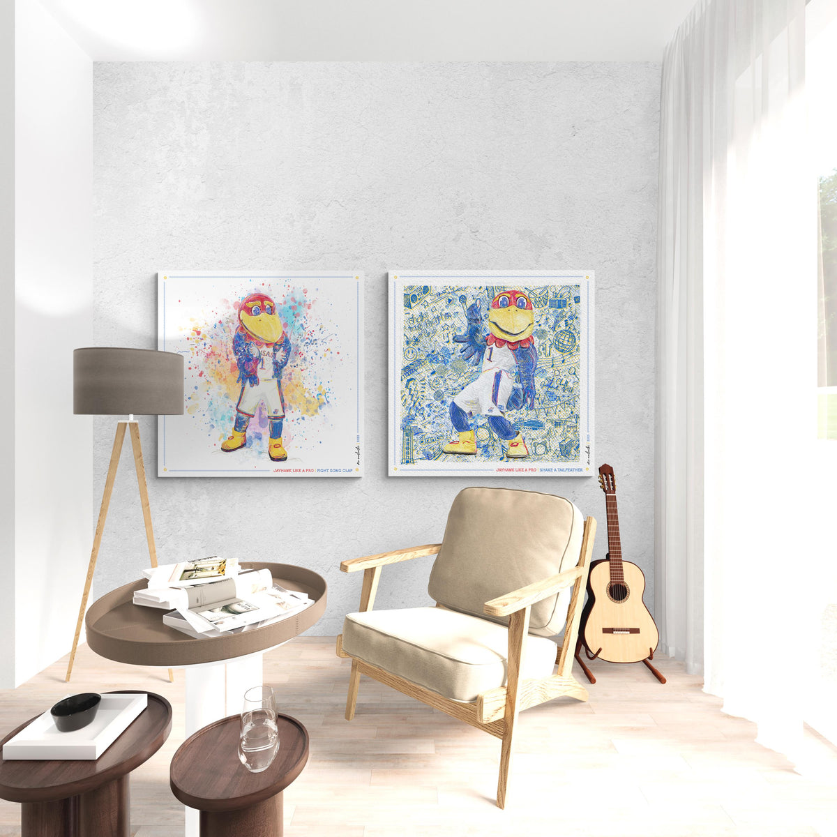 KU Jayhawk Fight Song Clap Art: Kansas University Splatter Paint Canvas Print