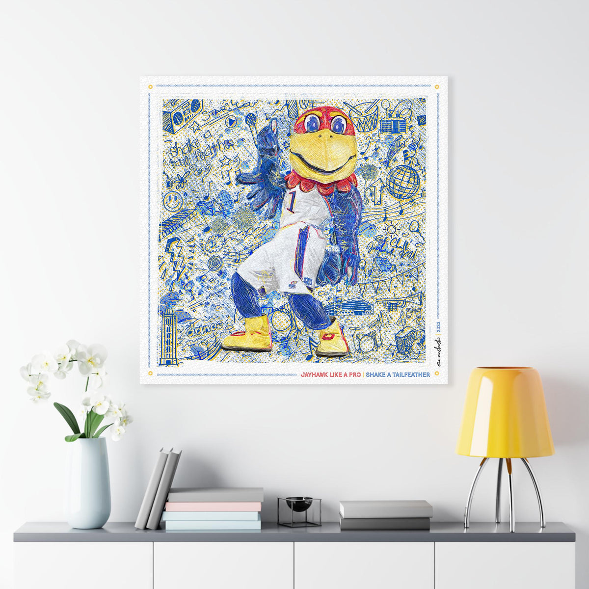KU Jayhawk Shake-a-Tailfeather Art: University of Kansas Dance Sketches Canvas Print