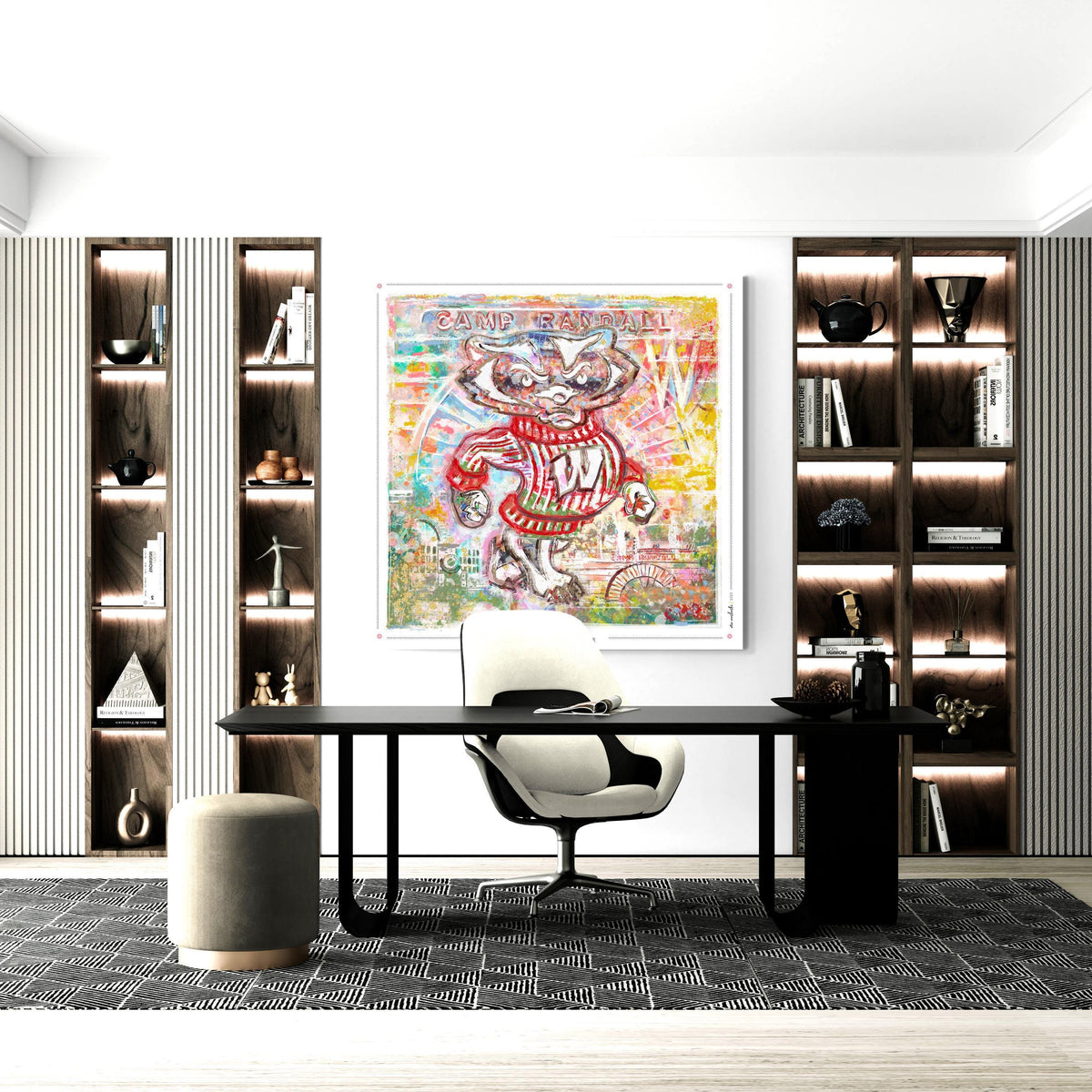 UW Bucky Badger Camp Abstract Art: Wisconsin Canvas Print