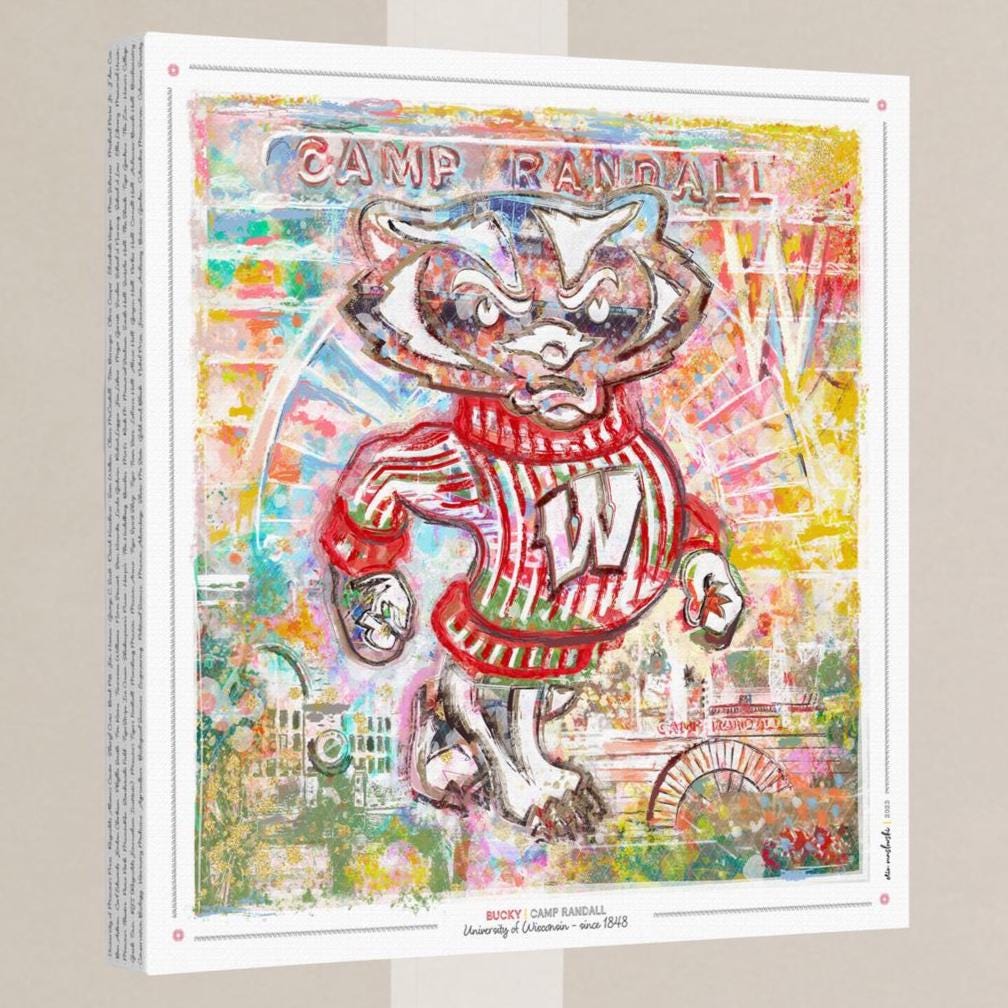UW Bucky Badger Camp Abstract Art: Wisconsin Canvas Print