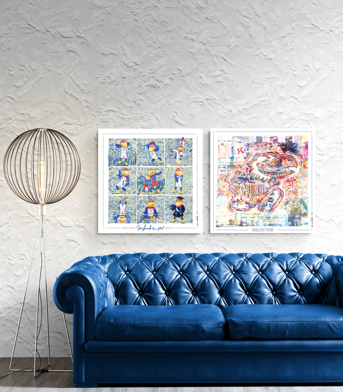Jayhawk like a Pro | Blue Sketches | KU Jayhawks Art | Kansas Mascot | KU Gift | | Graduation | Canvas Print No | Frame Needed