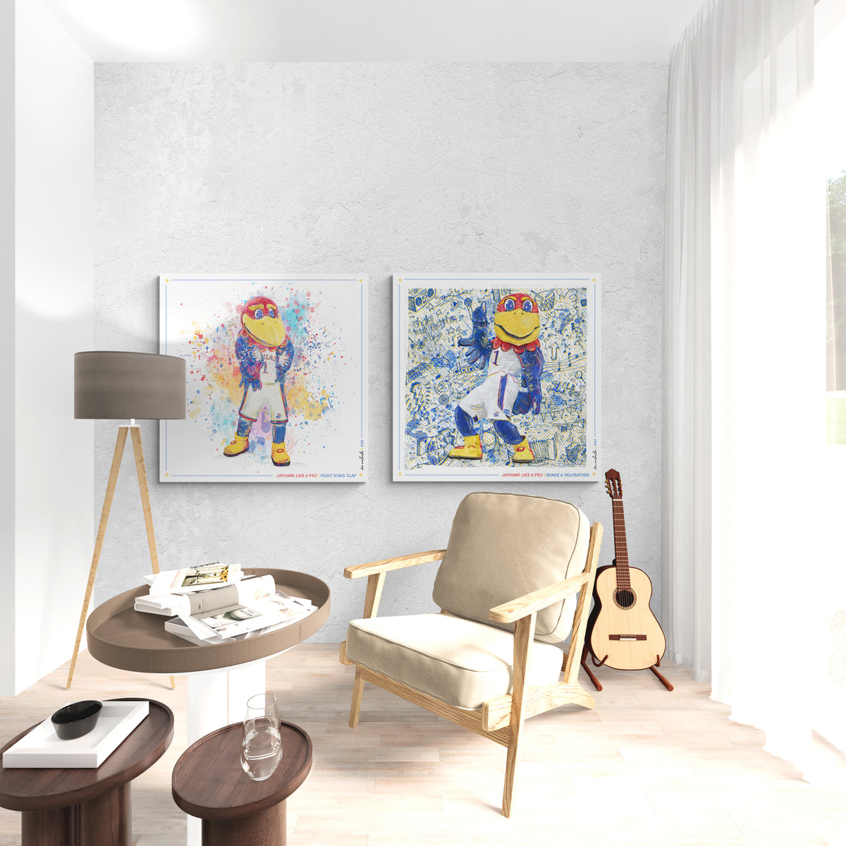KU Jayhawk Fight Song Clap Art: Kansas University Splatter Paint Canvas Print