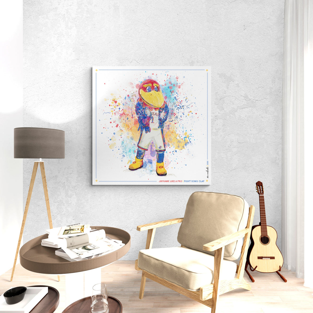 KU Jayhawk Fight Song Clap Art: Kansas University Splatter Paint Canvas Print