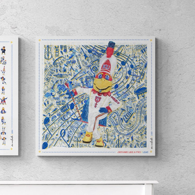 KU Jayhawk Lead Art: University of Kansas Drum Major Sketches Canvas Print