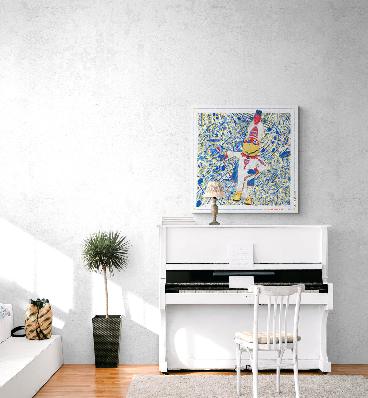 KU Jayhawk Lead Art: University of Kansas Drum Major Sketches Canvas Print