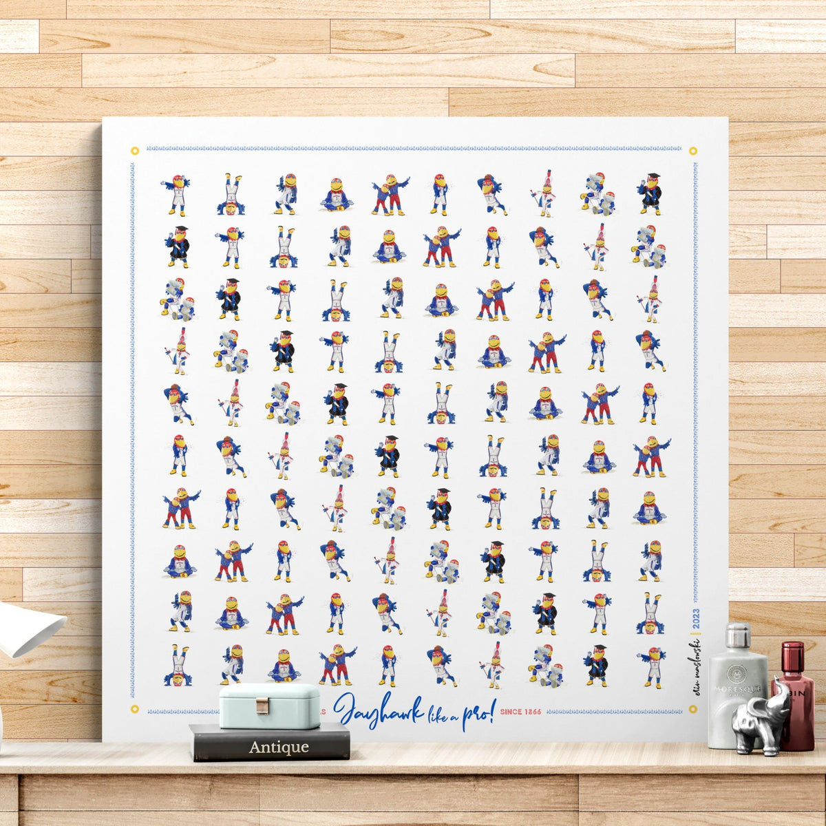 KU Kansas Jayhawks Pattern Art: KU Gift, Graduation Canvas
