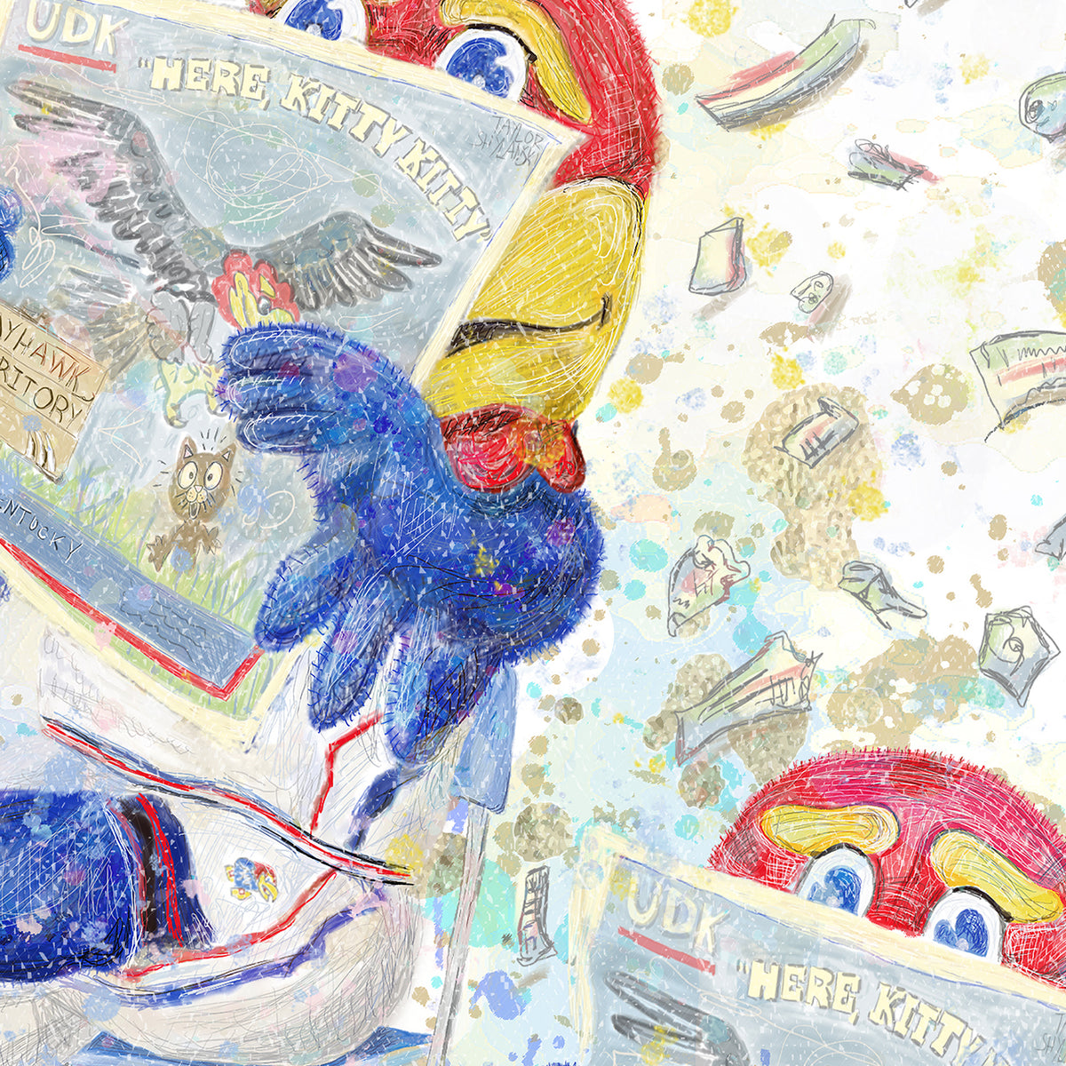 KU Jayhawk Newspaper Confetti Art: Kansas University Canvas Print