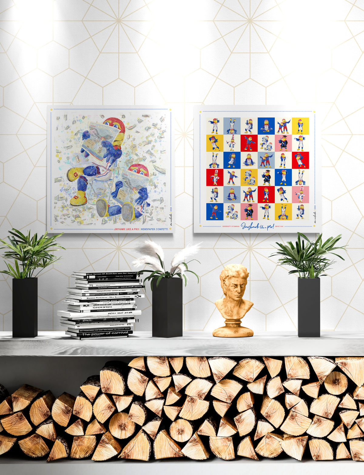 KU Jayhawk Newspaper Confetti Art: Kansas University Canvas Print