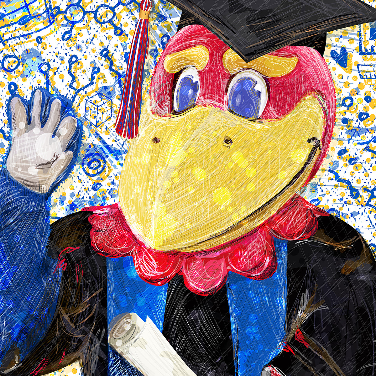 KU Jayhawk Thrive Art: University of Kansas Graduation Sketches Canvas Print
