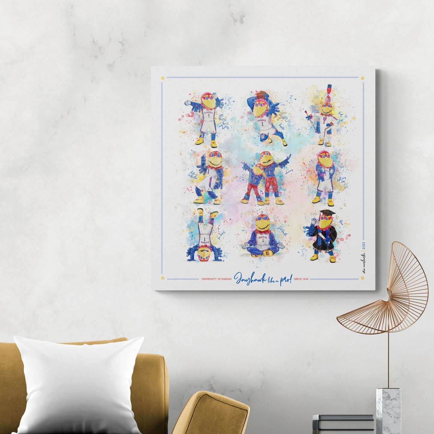 Jayhawk like a Pro | KU Splatter Paint Art | Kansas Mascot | KU Gift | Graduation