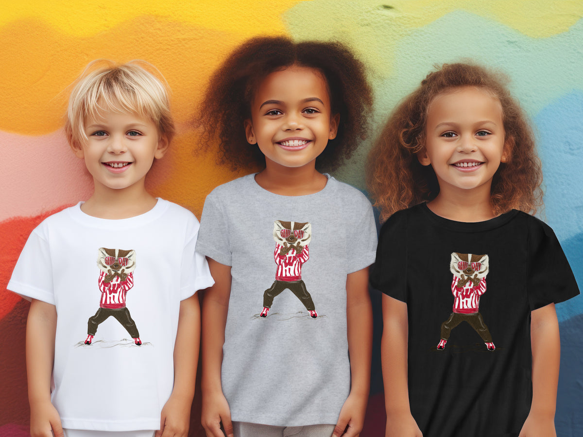SOLD OUT: Youth Wisconsin Game Day Bucky Tee | W Hand Sign | Bucky Badger | UW | kids t-shirt | Throw the W