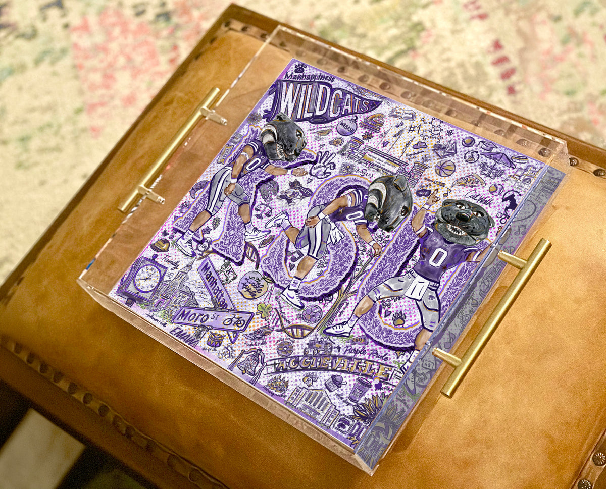 Kansas State Willie the Wildcat Acrylic Tray | Double-Sided Art Insert