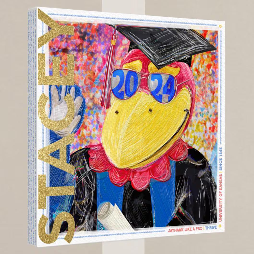 KU Personalized Kansas Jayhawks Graduation Canvas Print: Student Art Gift