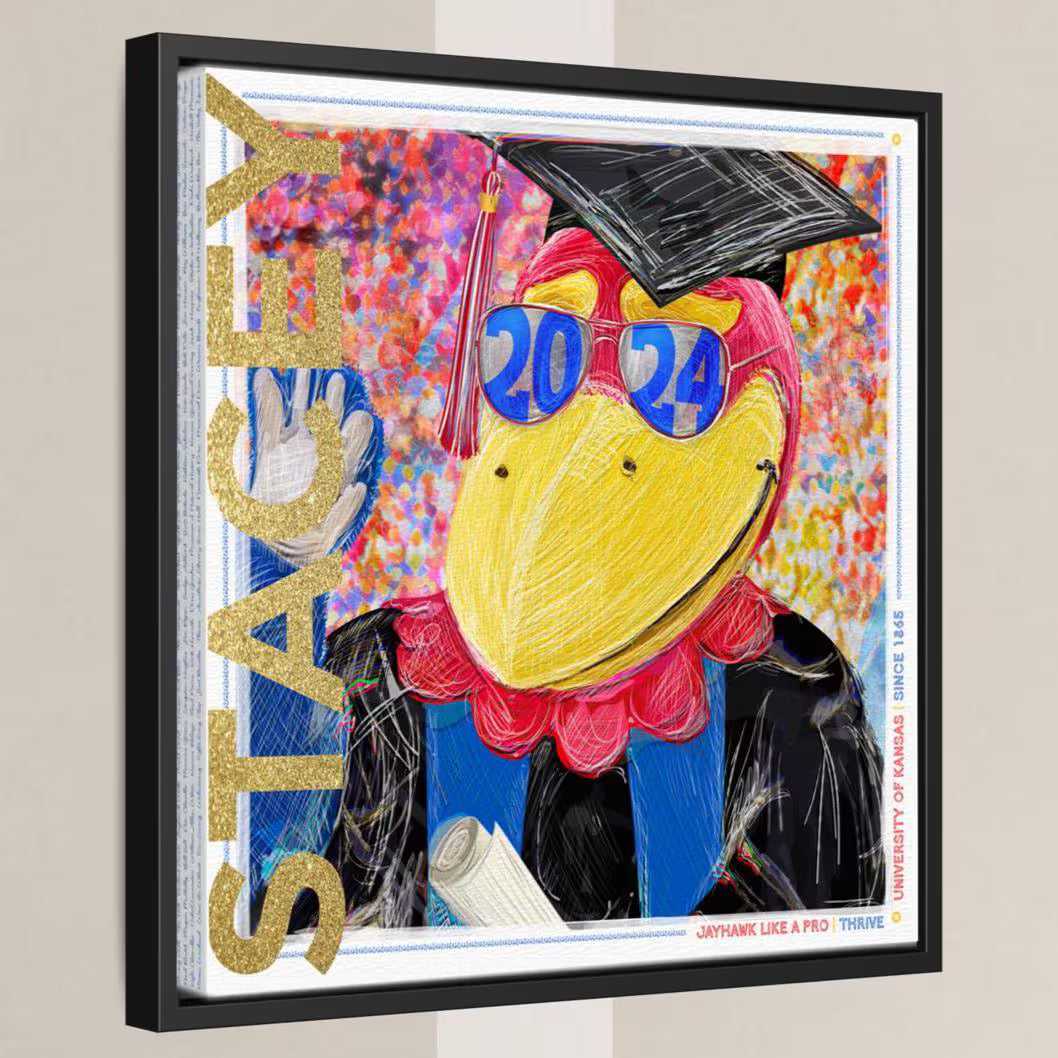 KU Personalized Kansas Jayhawks Graduation Canvas Print: Student Art Gift