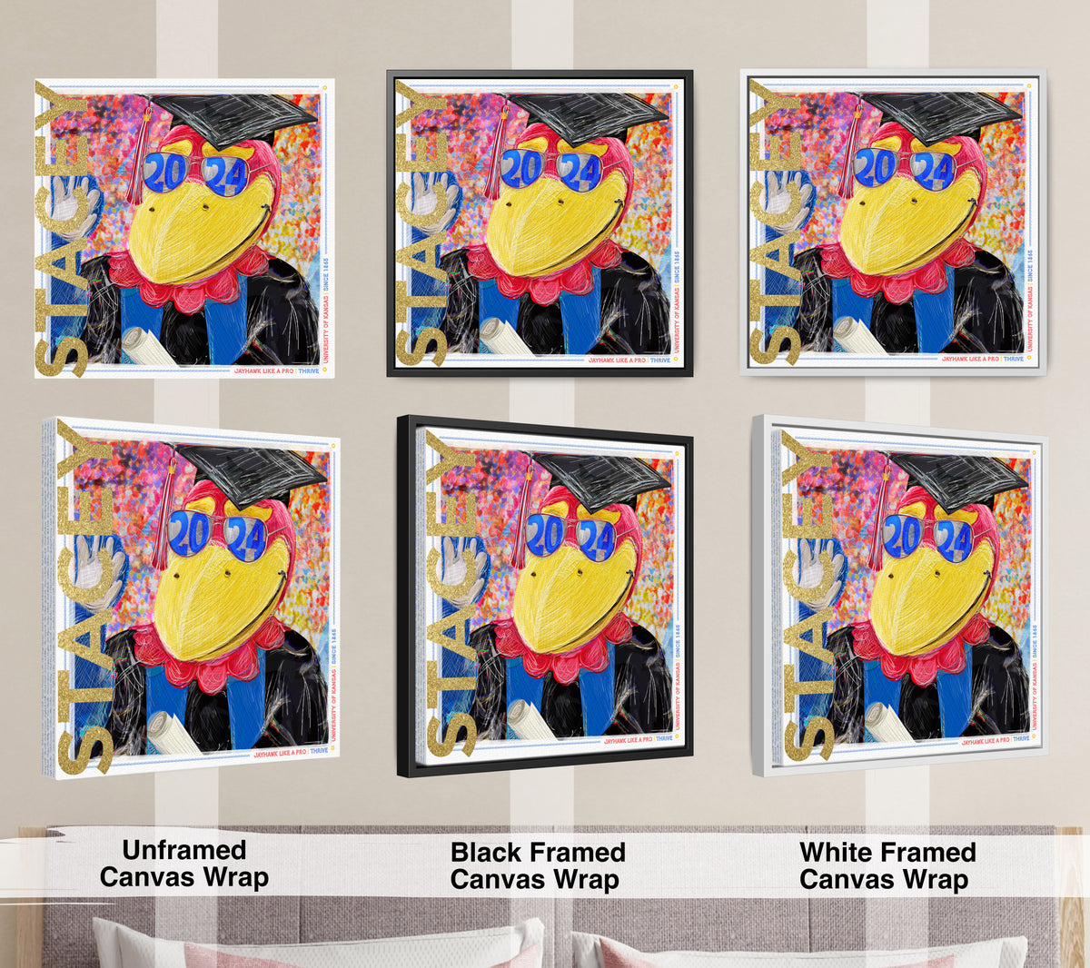 KU Personalized Kansas Jayhawks Graduation Canvas Print: Student Art Gift